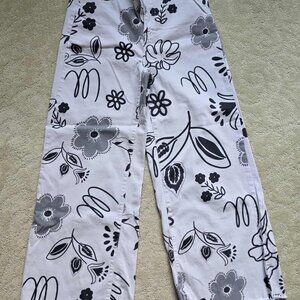 Easel Cream Floral Wide Leg Pants